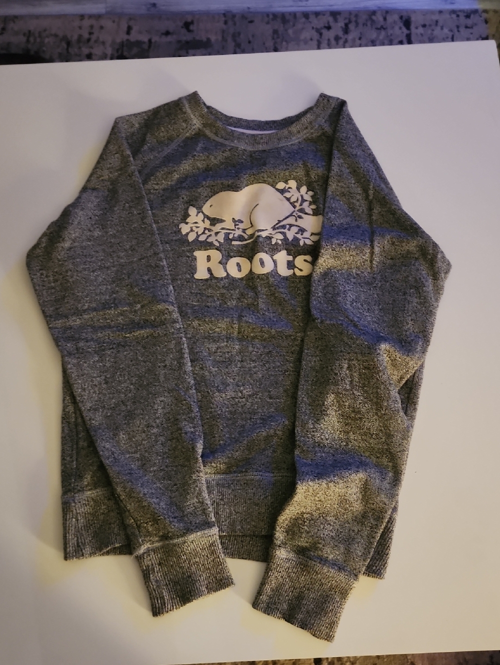 Roots Women's Grey Crewneck Sweatshirt with White Logo